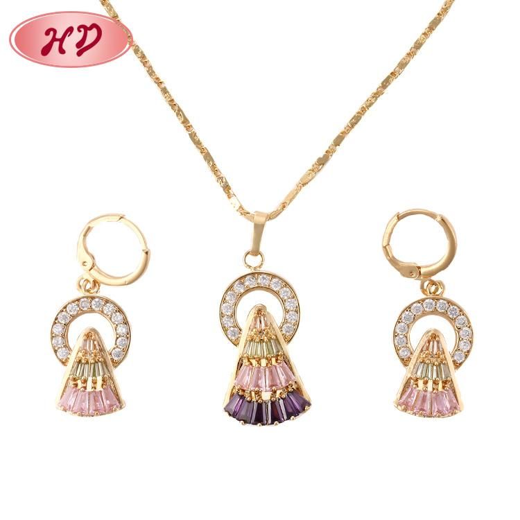 Fashion Women 18K Gold Plated Costume Imitation Ring Bracelet Charm Jewelry with Earring, Pendant, Necklace Sets Jewelry