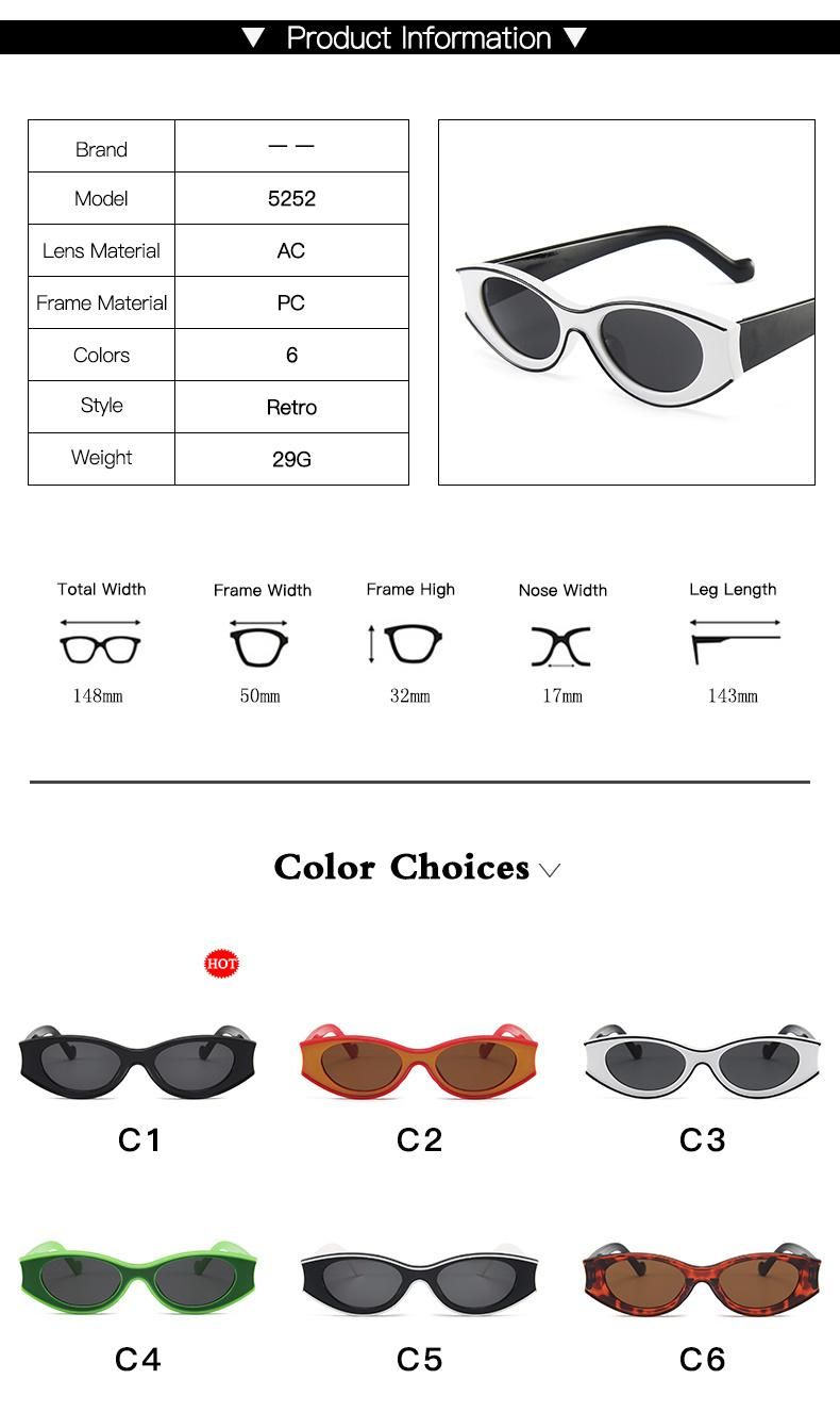 Modern Contrasting Sunglasses Female Personality Concave Frame Oval Sunglasses