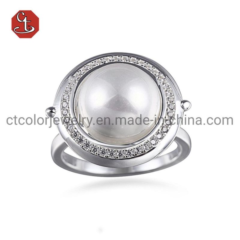 White Shell Pearl Silver Ring Fashion Jewelry Sets Pearl Rings