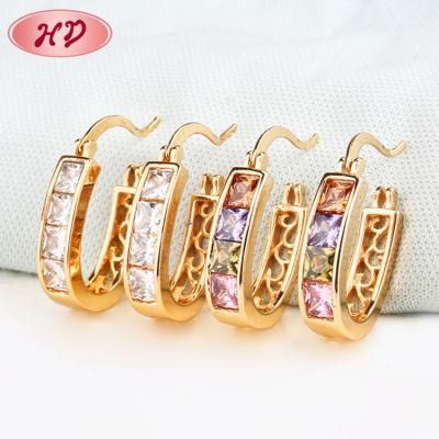 18K Gold Plated Hoop Huggie CZ Earrings for Women