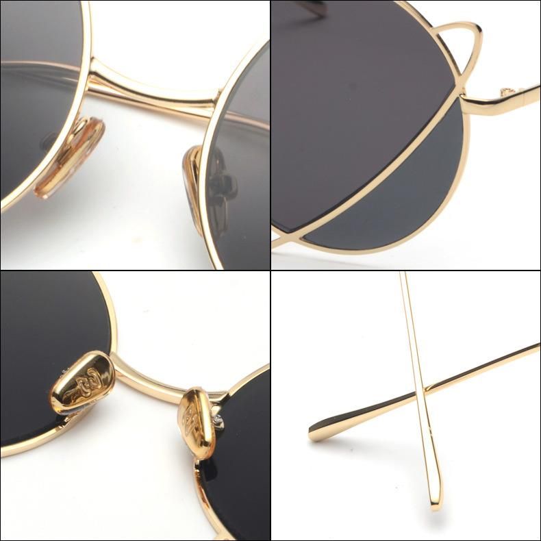 2022 Latest Design Personality Stylish Attractive Double Colors Lenses Planet Shape Round Metal Frame Trendy Sunglasses