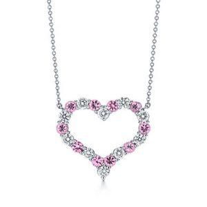 Gem Stone 925 Sterling Silver Pink Diamond Heart Shape Pendant Women 18 Inch Silver Chain Zirconia Pendant Necklace