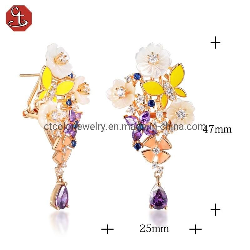2022 latest hot 925 silver earrings jewelry MOP flower for women