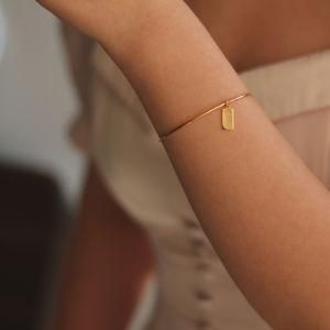 Lucky Charm Jewelry 18K Gold Plated Stainless Steel Wire Cuff Bangle Bracelet