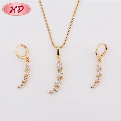 New Design 18K Rose Gold Plated Alloy Crystal Jewelry Chain Set