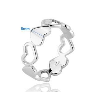 Halo Designed Sterling Silver Heart Plain Silver Ring