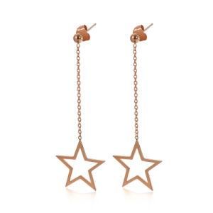 Lucky Five-Pointed Star Tassel Long Gold-Plated Stainless Steel Earrings Stud