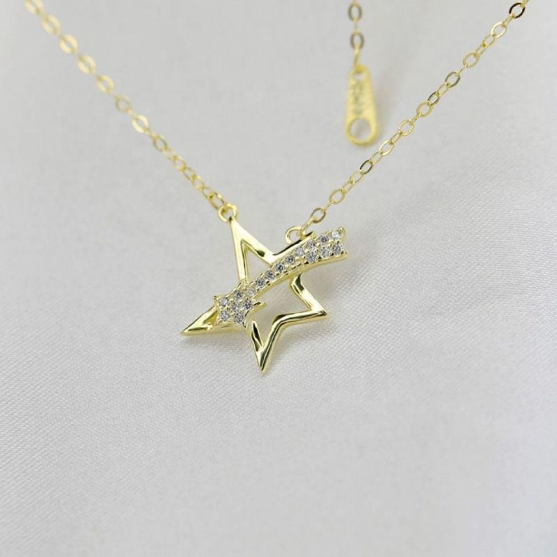 925 Sterling Silver Simple Zircon Star Pendant Clavicle Chain Necklace Women Fashion Charm Fashion Jewelry