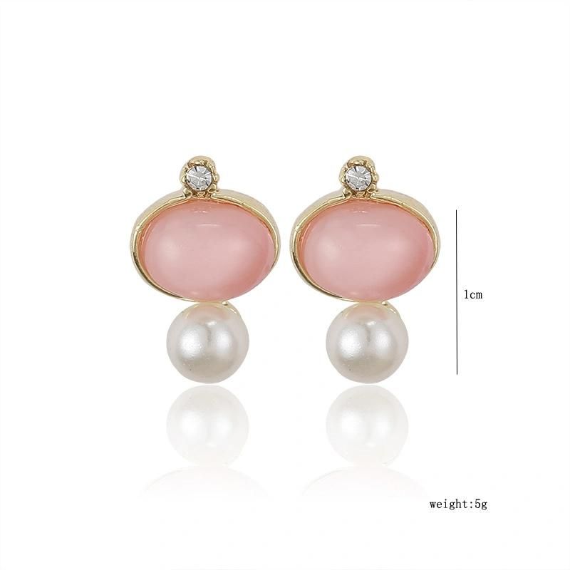 Artificial Jewelry Pink Fashion 925 Silver Pearl Earring