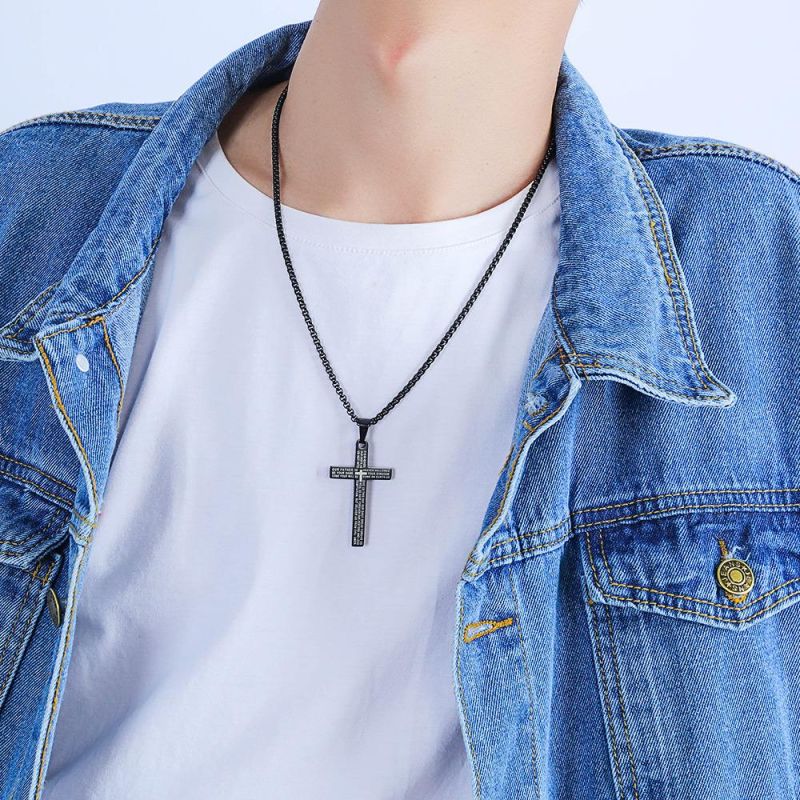 Male Stainless Steel Cross Pendant Necklace
