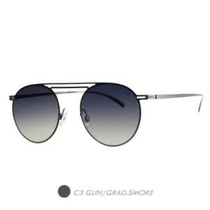 Metal&Nylon Polarized Sunglasses, Two Bridge Round Frame M6026-03
