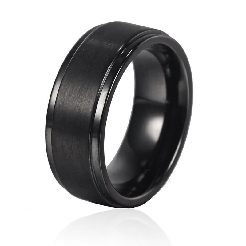 Trendy Stainless Steel Fashion Ring Her Jack His Sally Black Couple Rings