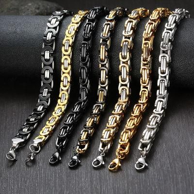 Euramerican Style 8mm/4mm Men&rsquor; S Fashion Thick Chain Titanium Steel Necklace Bracelet Jewelry