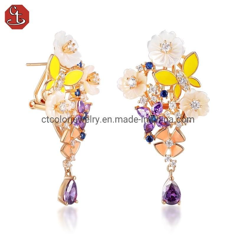 2022 latest hot 925 silver earrings jewelry MOP flower for women