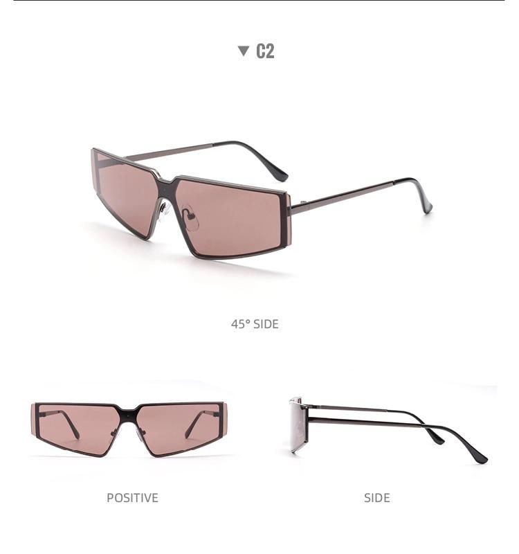 2022 Fashion Unique One-Piece Unisex Luxury Sun Glasses Metal Frame Cat Eyes Rimless Sunglasses