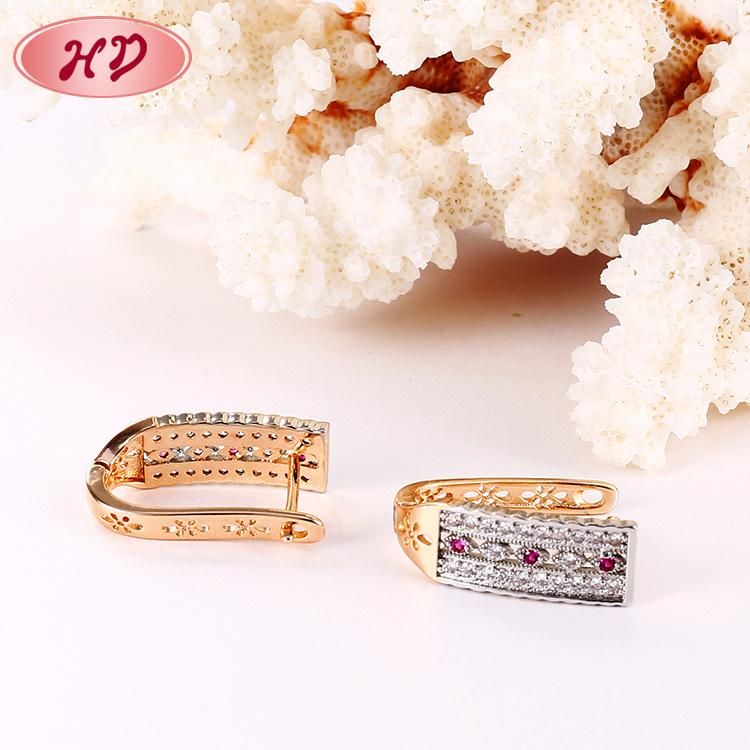 Women 18K 14K Gold Plated Fashion Costume Imitation Jewelry with CZ Pearl Huggie Hoop Earring