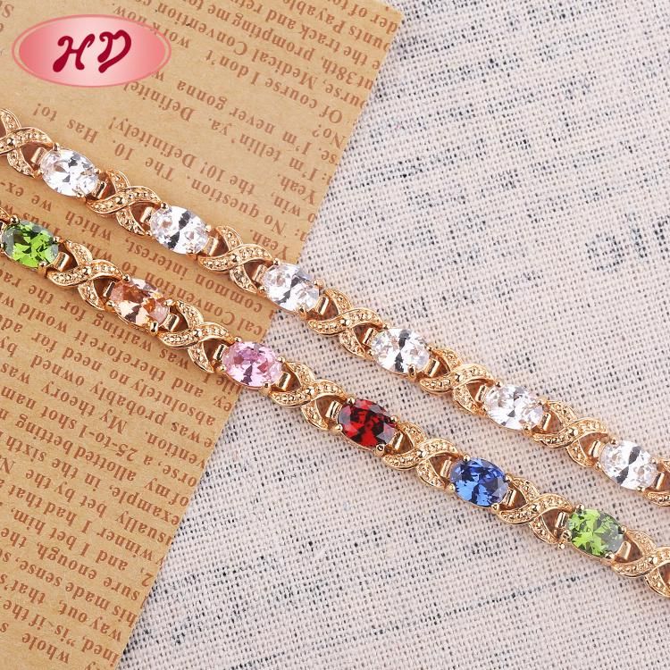 Fashion Women Elegant 18K Gold Color Chain Bracelet Jewelry with Crystal