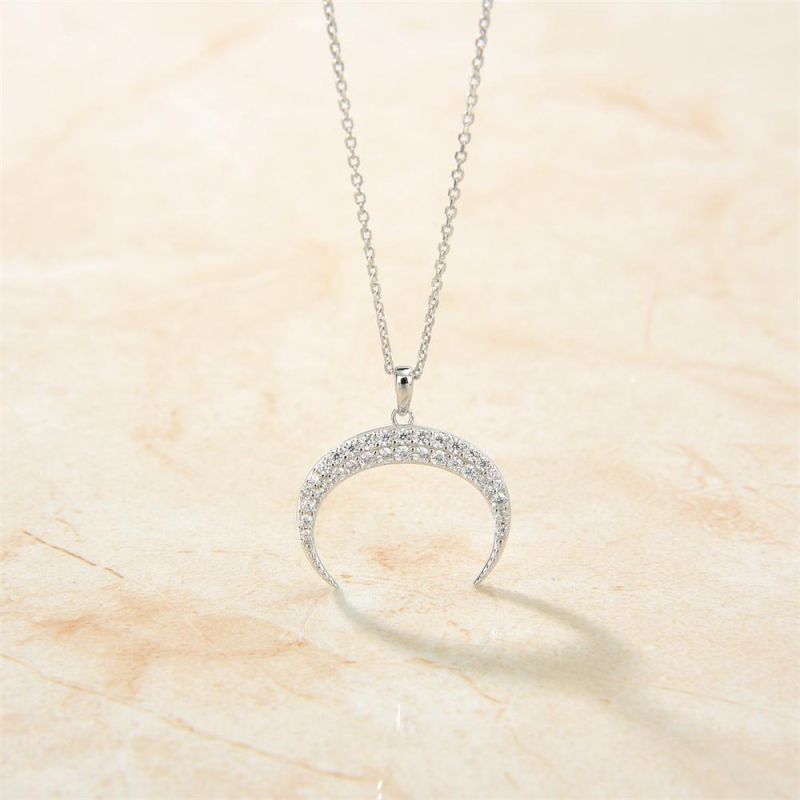 Simple Horn Crescent 925 Sterling Silver Necklace