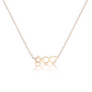 Stainless Steel Gold-Plated Star Ring Love Chain Necklace