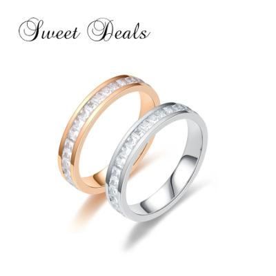 Fashion Square Zircon Titanium Steel Diamond Ring Stainless Steel Ring