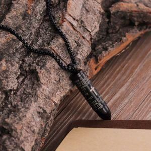 Gold Plated Stainless Steel Scripture Bullet Pendant Necklace