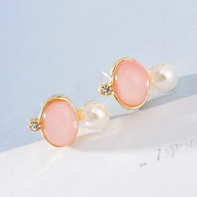Artificial Jewelry Pink Fashion 925 Silver Pearl Earring