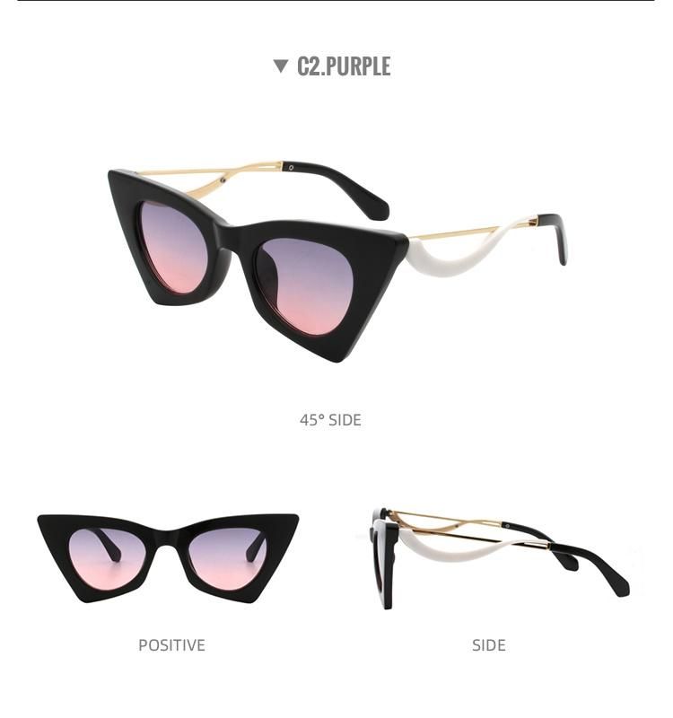 2022 Newest Vintage Luxury Triangle Design Sunglasses Women Cat Eye