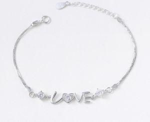 925 Sterling Silver Simple Love Charms Bracelets for Couples