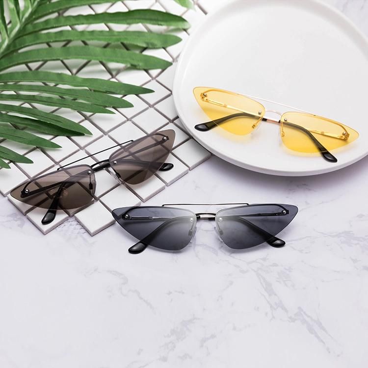 2019 Cat Eye Half Frame Metal Sunglasses