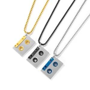 Gold Plated Stainless Steel Tape Pendant Necklace