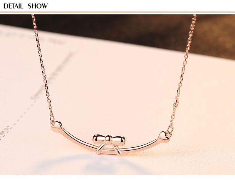 Latest Designed Silver Bowknot Shape Chain Necklace