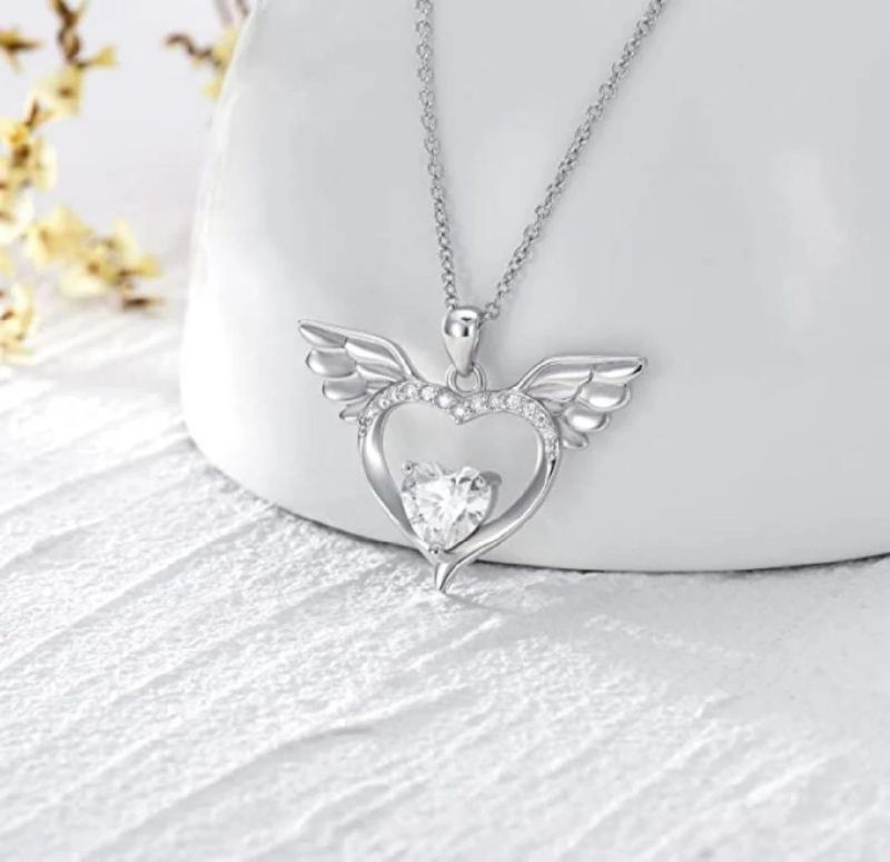 Fine Luxury Moissanite Women Angel′ S Wings Necklace S925 Jewelry