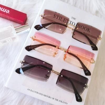 Summer Eyewear Ladies 2022 Fashion Rimless Small Sqaure Rectangle Sunglasses