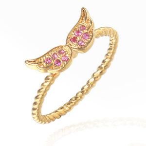 Fashion Jewelry Gold Tone 925 Sterling Silver Angel Wing Ring