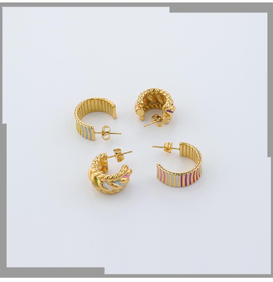 Stainless Steel Plated 18K Gold Leisure Spiral Pattern Women′ S Three-Dimensional Enamel Earrings