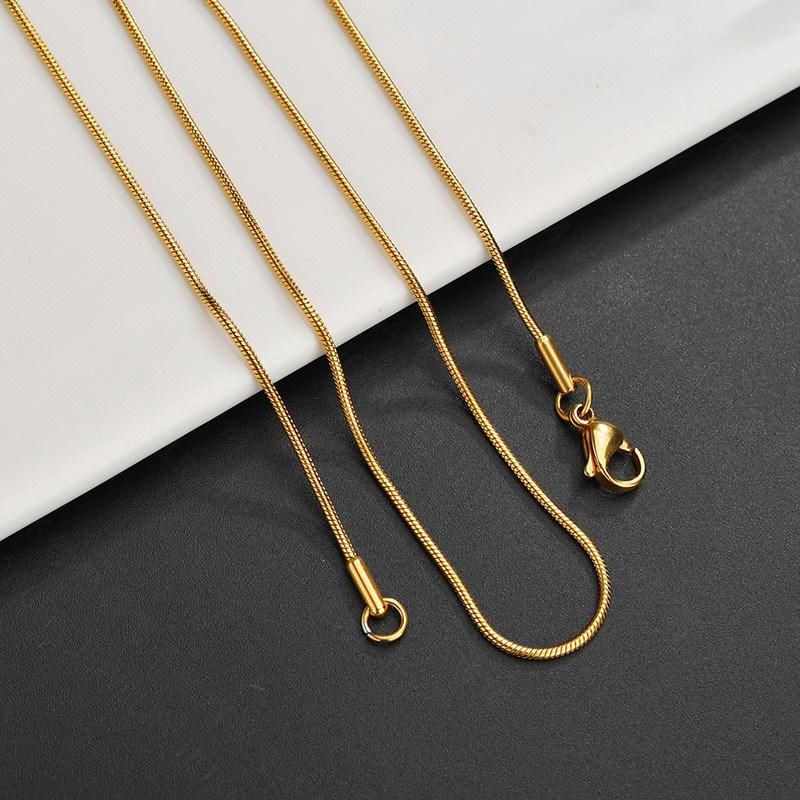 Stainless Steel Round Snake Chain Necklace for Men Women Jewelry