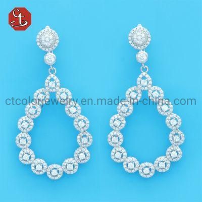 Vintage Cubic Zircon Drop Earrings Jewelry Temperament Design Water Drop Elegant Long Large Statement Dangle Earrings For Women