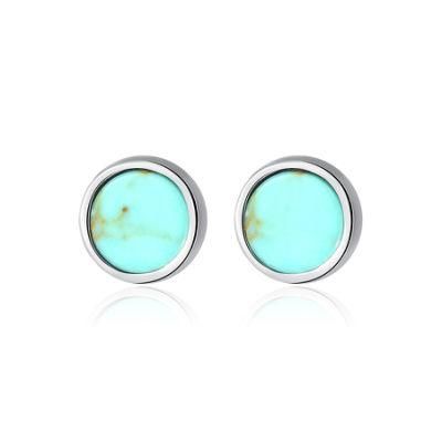 Popular Jewelry Silver Earring Ear Stud with Verdant Stone