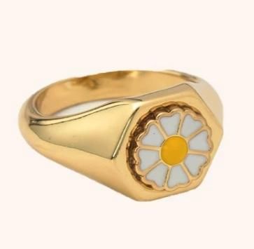 18K Gold Plated Jewelry Women Sunflower Signer Flower Rings