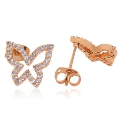 High Quality Mini Butterfly Zirconia 18K Gold Plated Stud Earring
