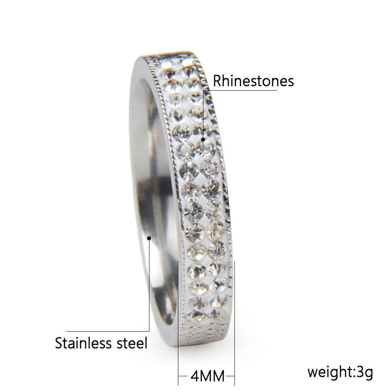 Fashion Jewelry Diamond Engagement Ring 18K Gold Plated Titanium Wedding Ring