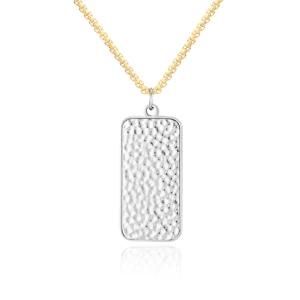 Women and Men Rectangle Beating Pattern Pendant Necklace