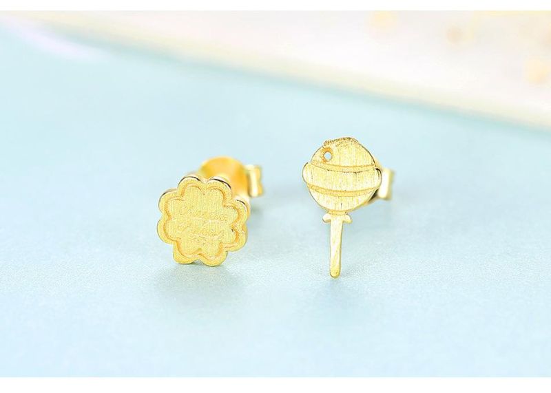 Lollipop and Mooncake Shape Earrings Jewelry Studs