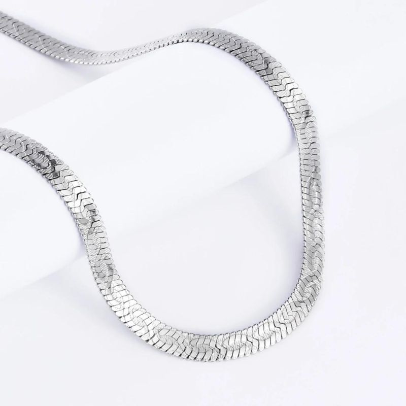 Wholesale 18K Real Gold Plated Stainless Steel Thin New Embossed Herringbone Chain Jewellery Accessories Fashion Jewelry Anklet Bracelet Necklace