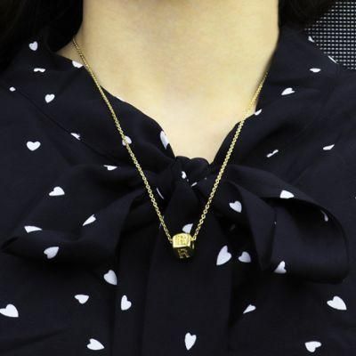 Four-Sided Square Cutout Letter Necklace with Diamond Pendant