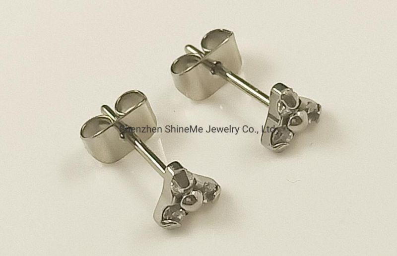 Fashion Jewelry Top Quality ASTM F136 Titanium Piercing CZ Ear Studs Earrings Tper11