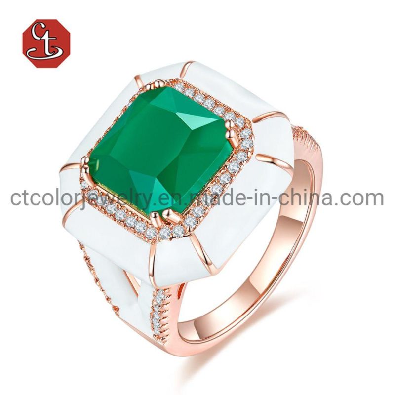 Fashion Jewellery White Enamel Stud Square Shape Earring Jewelry Gems For Women