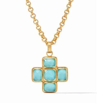 Custome Jewelry Cross Shape Casting with Gemstone Fashion Delicate Necklaces
