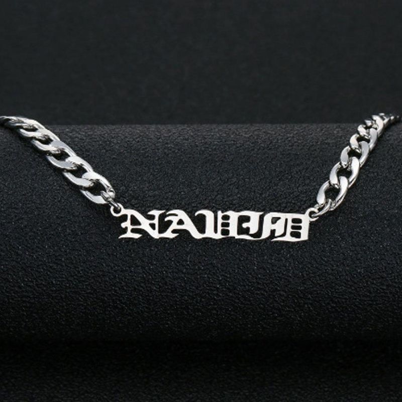 Personalized Hip Hops Stainless Steel Custom Nameplate Letter Necklace Gold Silver Cuban Chain Name Letter Necklaces