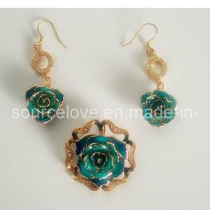 Fashion Jewelry-24k Gold Rose Earrings and Necklaces (XL022)